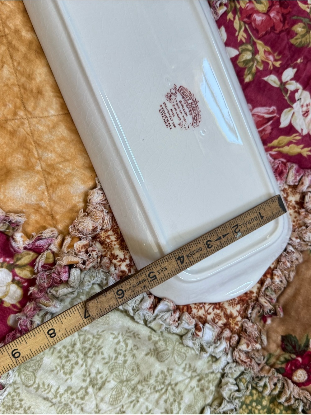 Ceramic Fruit-Pattern Rectangular Serve Platter — Red - Picture 4 of 6